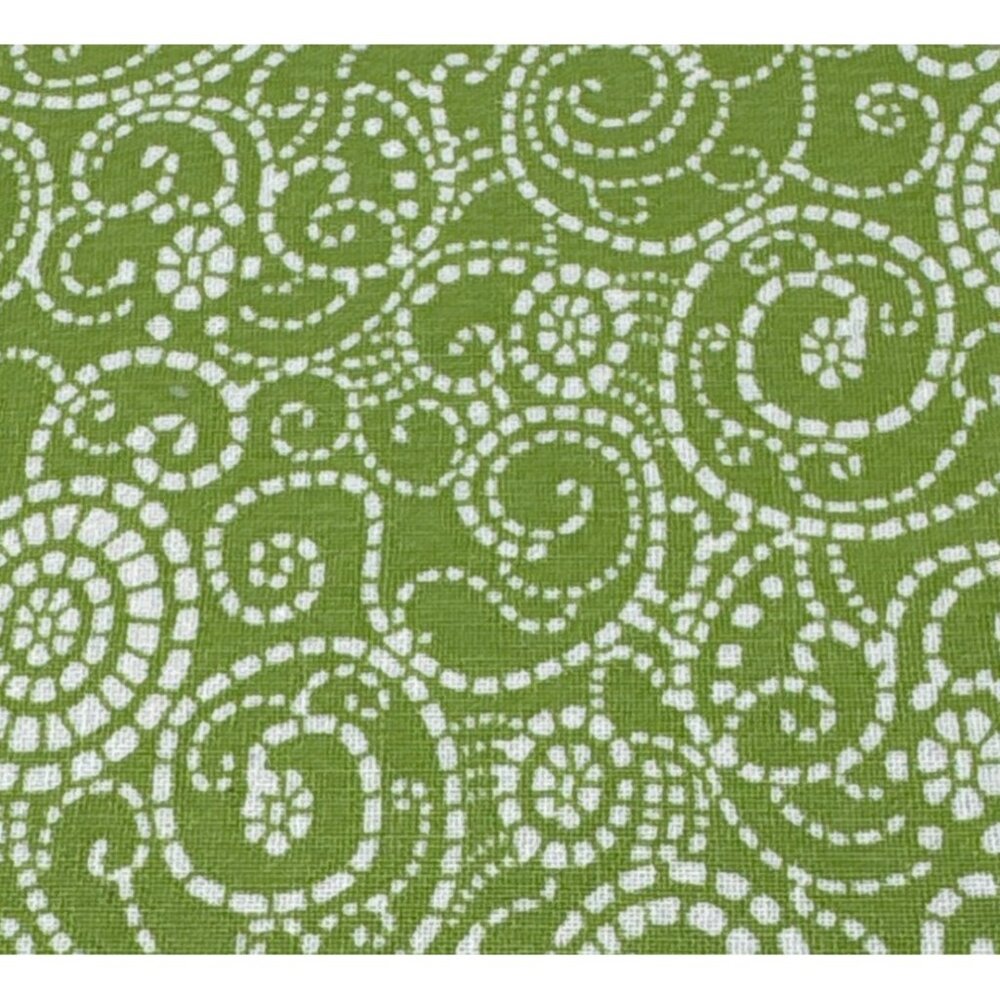 Fabric Quarter Green & White Cotton Paisley Design 18x21" Sewing Quilting